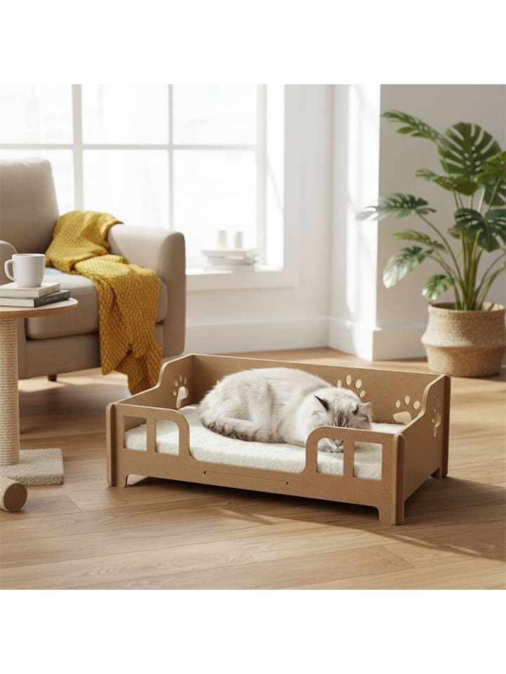 Paws&Whiskers Legowisko "Lyra" w kolorze jasnobrązowo-kremowym dla kota - 53 x 18 x 33 cm rozmiar: onesize