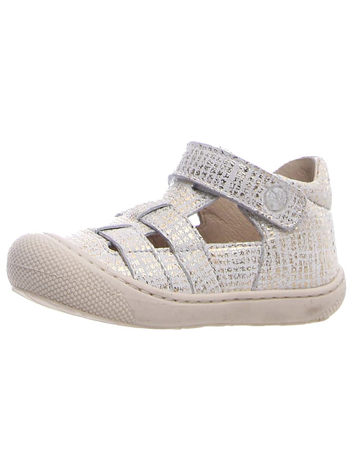 Naturino Skórzane półsandały "Bede" w kolorze złoto-białym rozmiar: 22