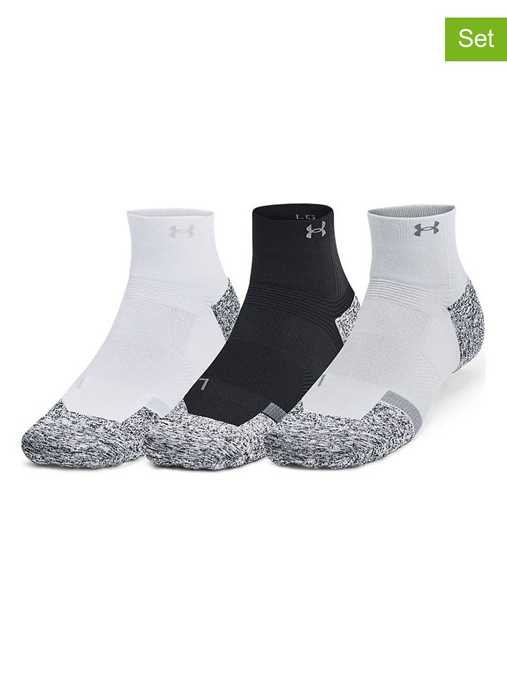 Under Armour Skarpety sportowe (3 pary) "Pro" w kolorze czarno-szaro-białym rozmiar: S