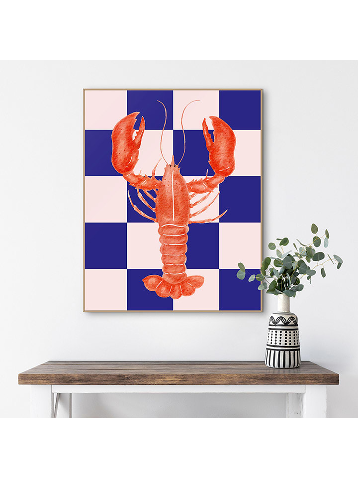 Orangewallz Druk artystyczny "Lobster Blue Pink" w ramce rozmiar: 40x50 cm