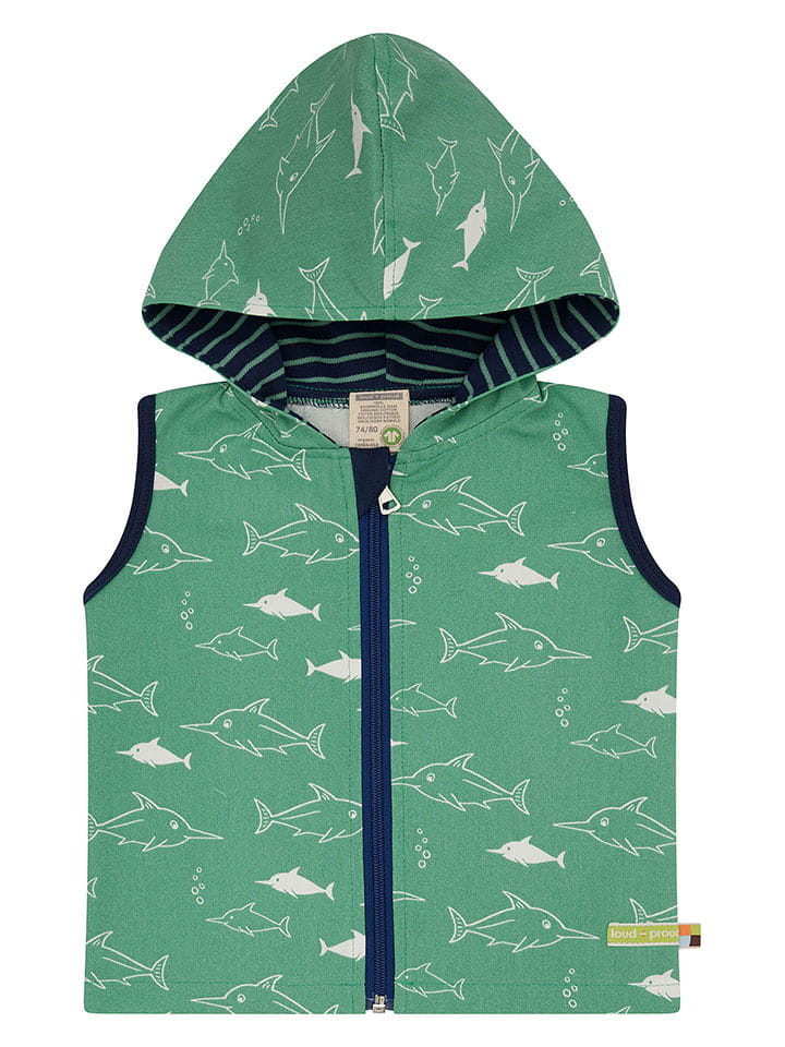 loud + proud Kamizelka dresowa w kolorze zielono-biało-granatowym rozmiar: 122/128