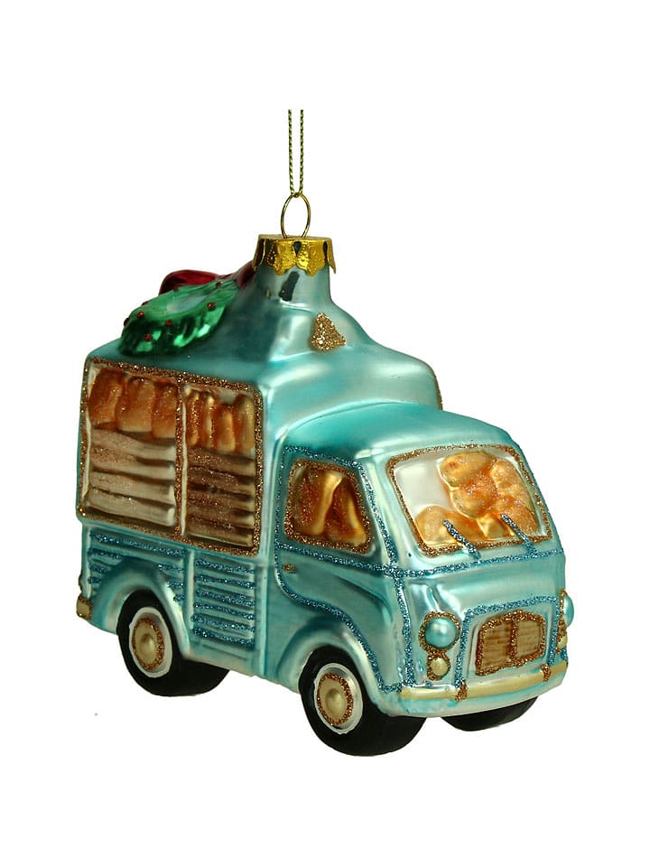 Kersten Ozdoba choinkowa "Bread Delivery Van" w kolorze turkusowym - wys. 12 cm rozmiar: onesize