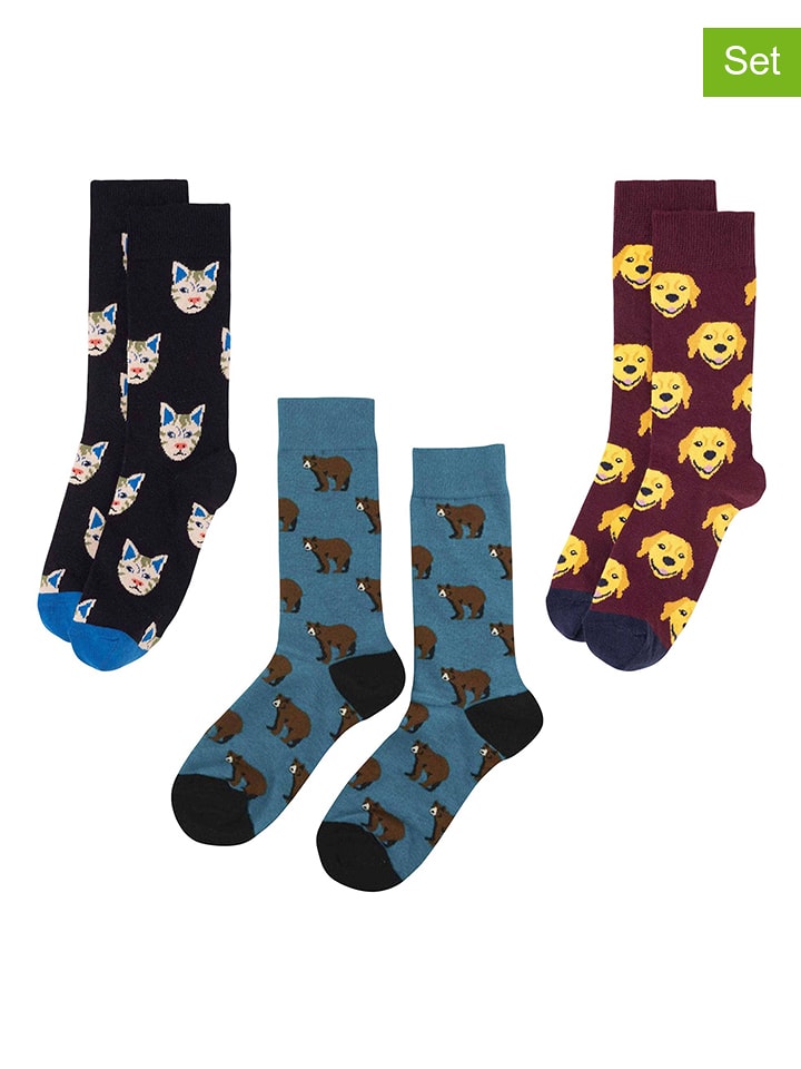 Happy Socks Skarpety (3 pary) w kolorze fioletowo-niebiesko-czarnym rozmiar: 41-46