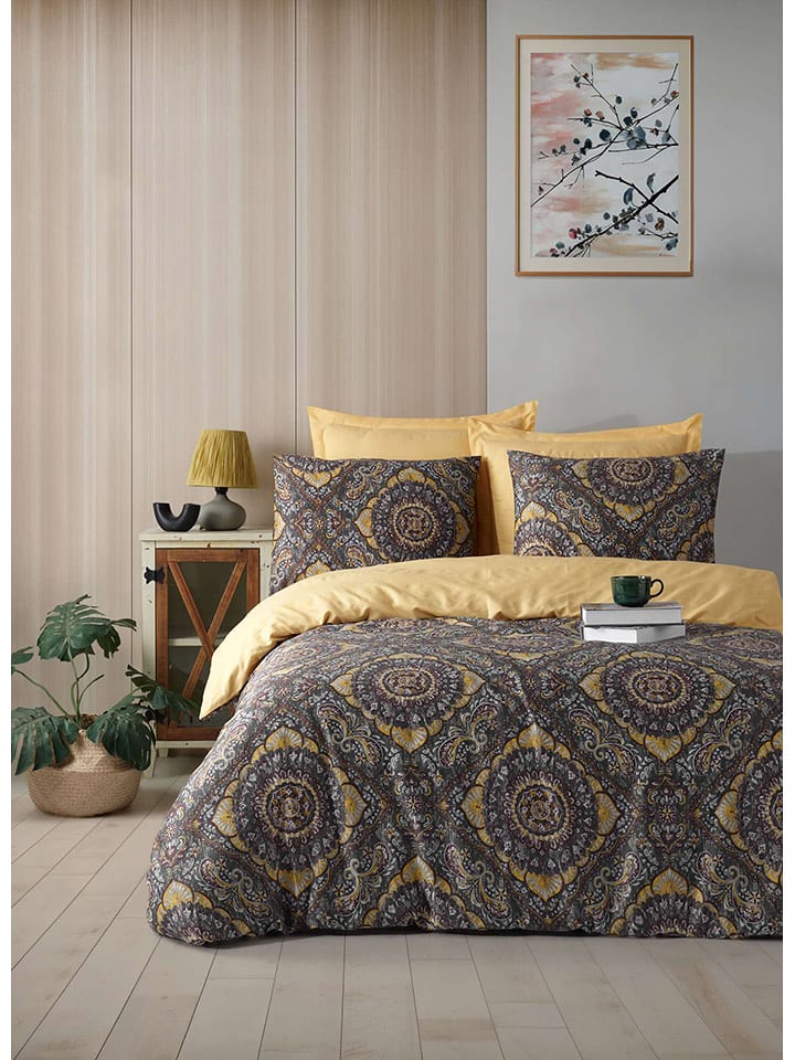 Elizabed Komplet pościeli satynowej w kolorze szaro-beżowym rozmiar: 240x220 cm