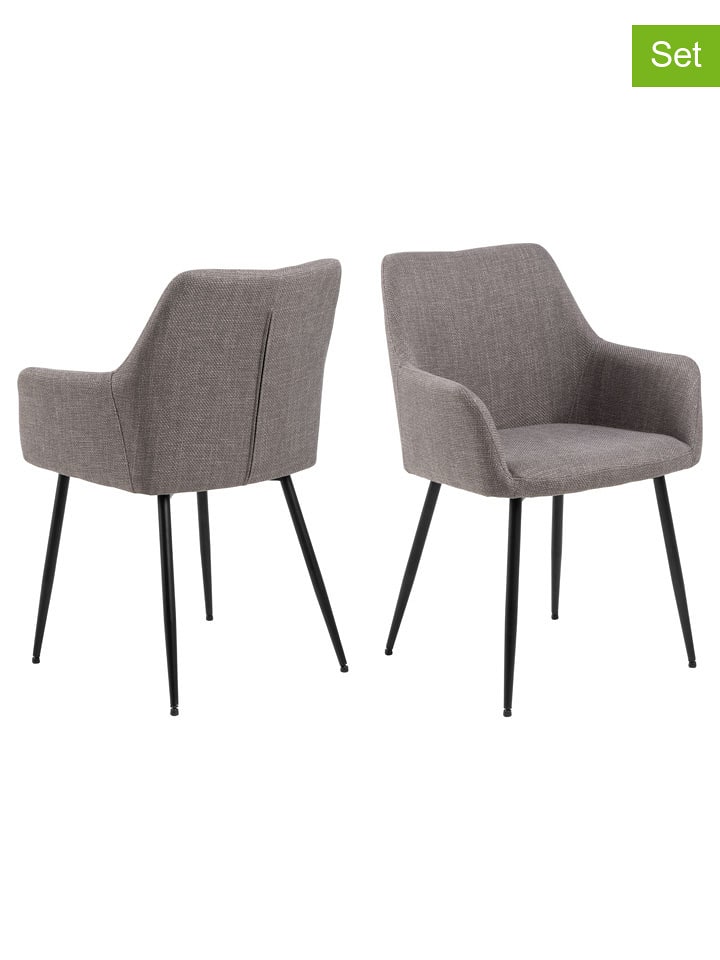 Actona Krzesła (2 szt.) "Lizzy" w kolorze szaro-czarnym do jadalni - 59 x 85 x 59 cm rozmiar: onesize