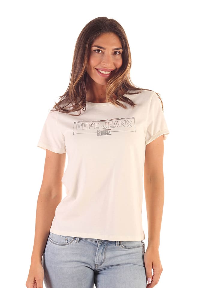 Pepe Jeans Koszulka w kolorze kremowym rozmiar: M