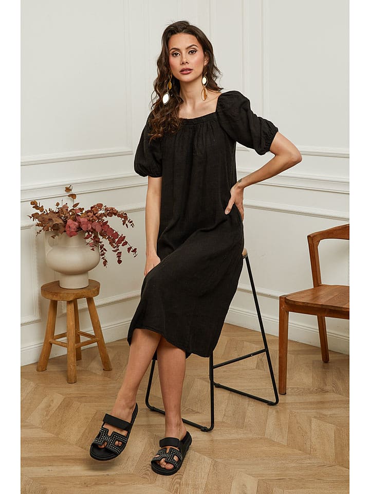 Plume Lniana sukienka "Fric" w kolorze czarnym rozmiar: L