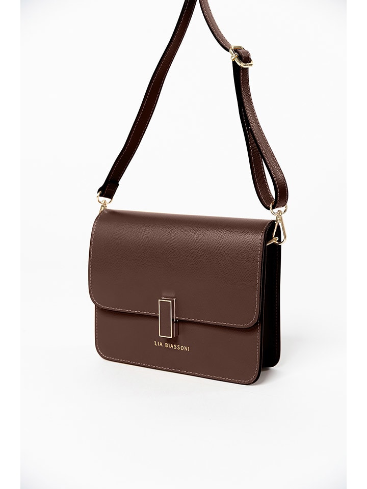 Lia Biassoni Skórzana torebka "Disueri" w kolorze ciemnobrązowym - 22 x 19 x 7 cm rozmiar: onesize