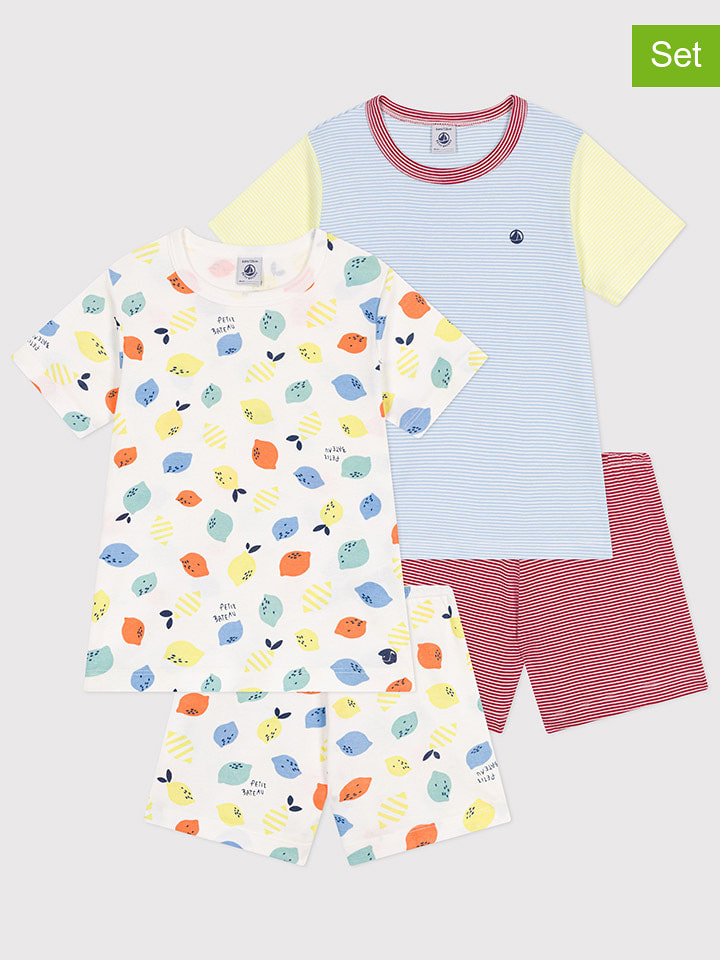 PETIT BATEAU Piżamy (2 szt.) w kolorze biało-błękitno-różowym rozmiar: 128