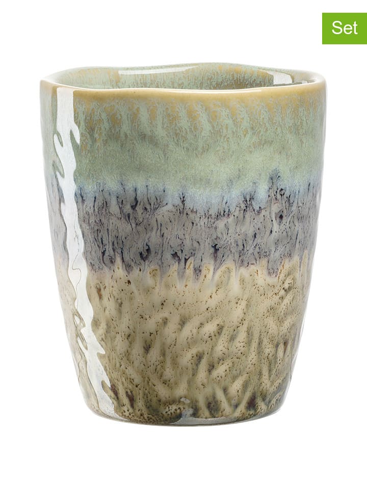 LEONARDO Kubki (4 szt.) w kolorze beżowo-antracytowo-zielonym do kawy - 300 ml rozmiar: onesize