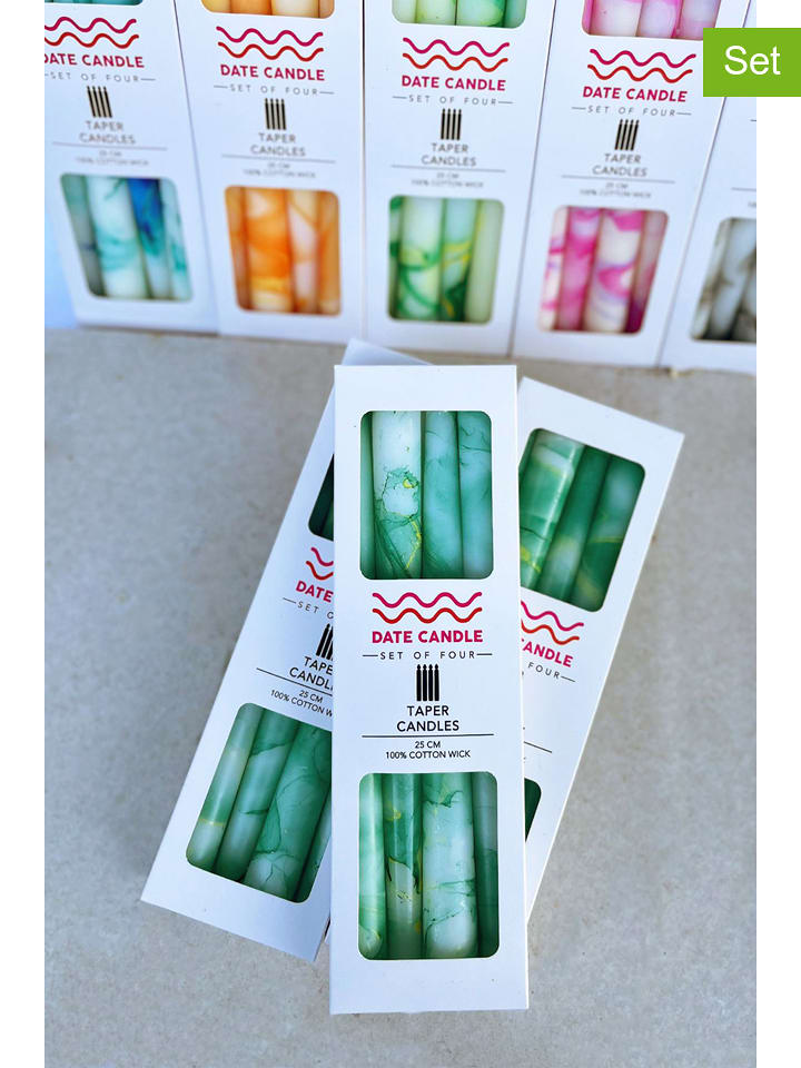 Lucky Bees Świece (4 szt.) w kolorze zielono-białym - 4x 65 g rozmiar: onesize