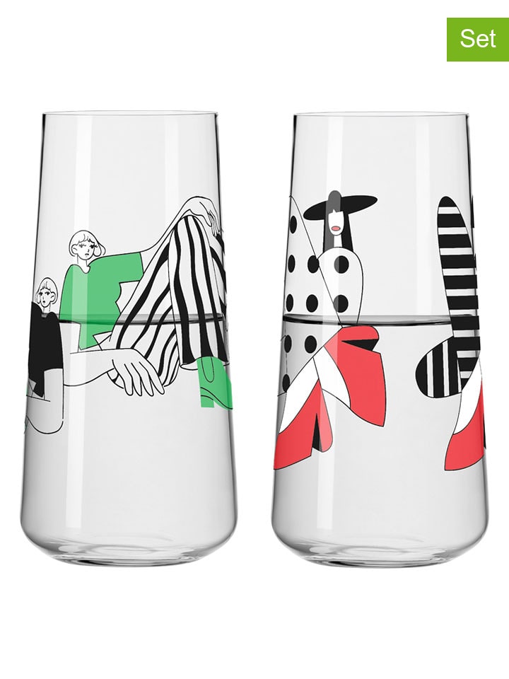 RITZENHOFF Szklanki (2 szt.) "Online Fashion" w kolorze czarno-zielonym - 500 ml rozmiar: onesize