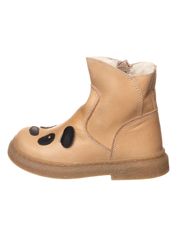 kmins Skórzane kozaki zimowe w kolorze beżowym rozmiar: 25