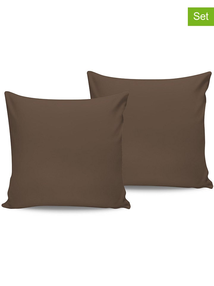 Colourful Cotton Poszewki renforcé (2 szt.) w kolorze brązowym na poduszkę rozmiar: 80x80 cm