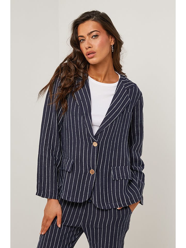 Le Monde du Lin Lniany blezer w kolorze granatowym rozmiar: 40/42