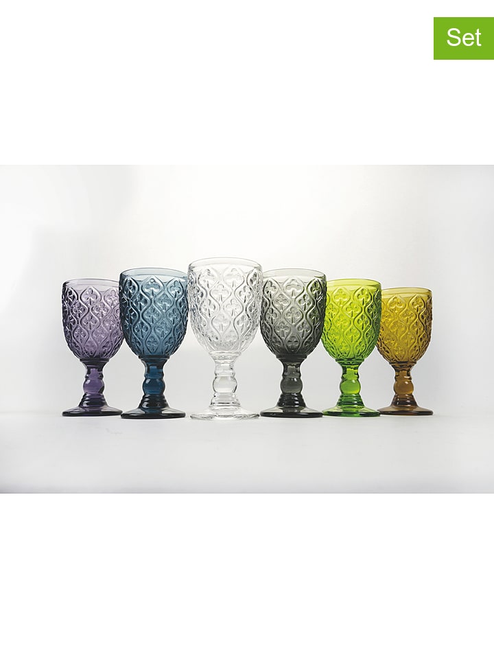 Villa d´Este Kieliszki (6 szt.) "Marrakech" w różnych kolorach do wina - 280 ml rozmiar: onesize
