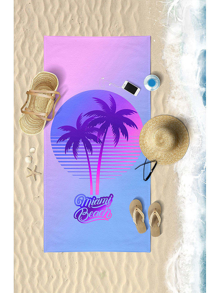 Samimi Ręcznik plażowy "Miami Beach" w kolorze błękitno-fioletowym - 150 x 75 cm rozmiar: onesize