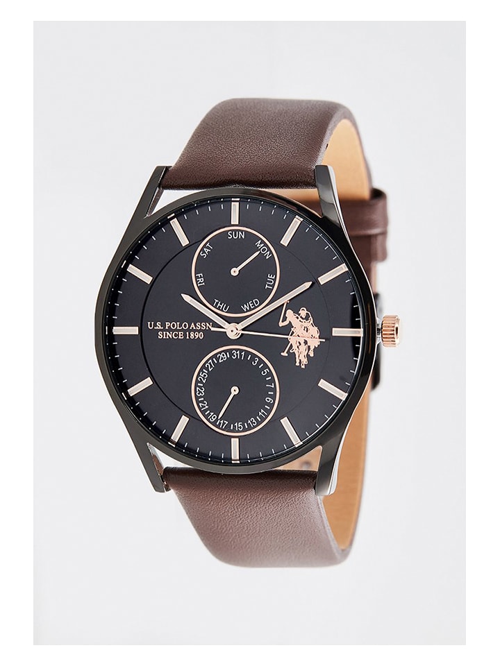 U.S. Polo Assn. Zegarek kwarcowy w kolorze brązowo-czarnym rozmiar: onesize