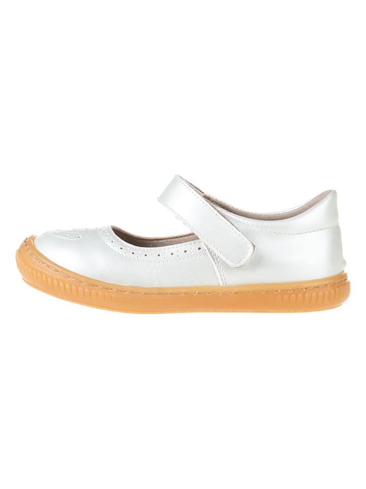 kmins Baleriny w kolorze srebrno-białym z paskiem rozmiar: 24