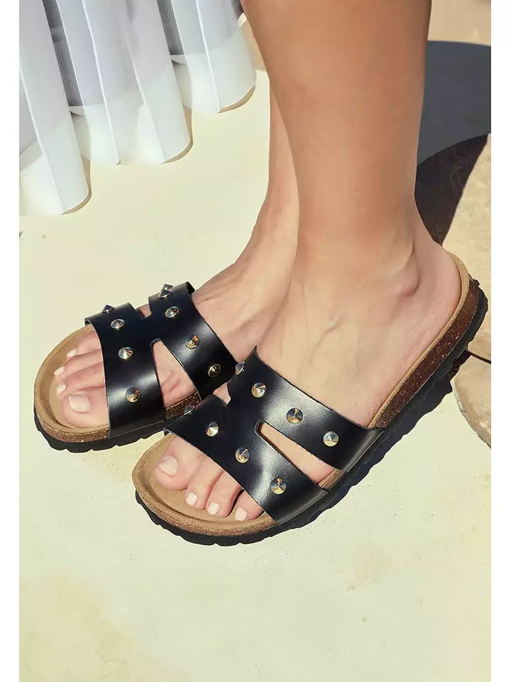 BABUNKERS Family Skórzane klapki w kolorze czarnym rozmiar: 41