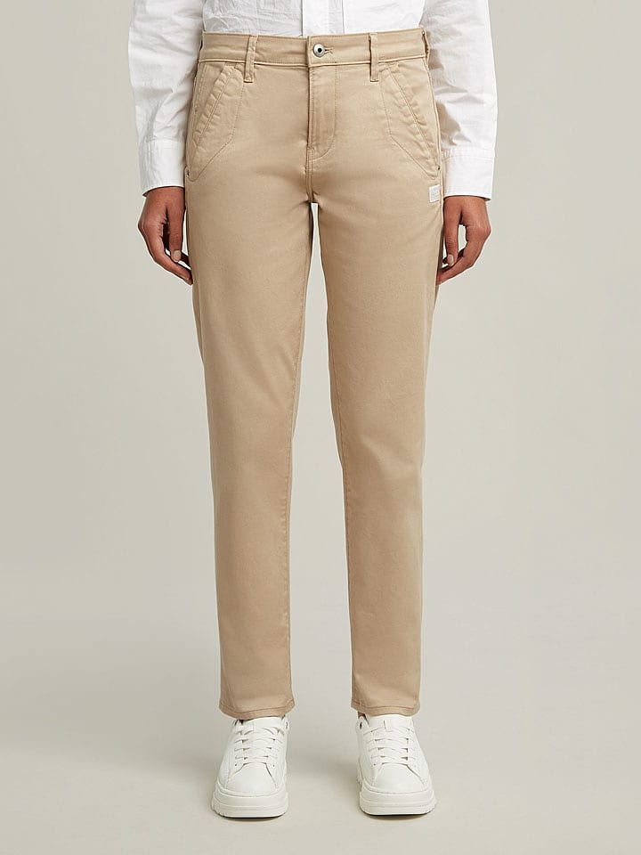 G-Star Spodnie chino "Kate" - Boyfriend fit - w kolorze beżowym rozmiar: W24/L28