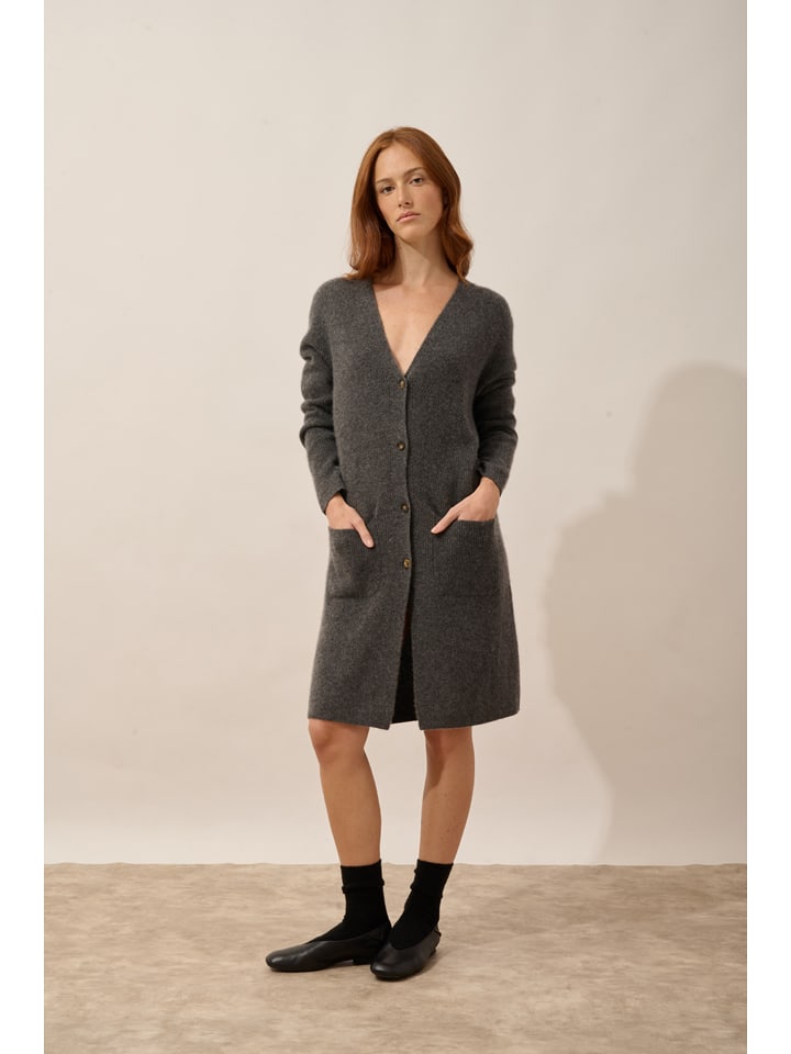 Just Cashmere Kaszmirowy kardigan "Dache" w kolorze szarym rozmiar: M