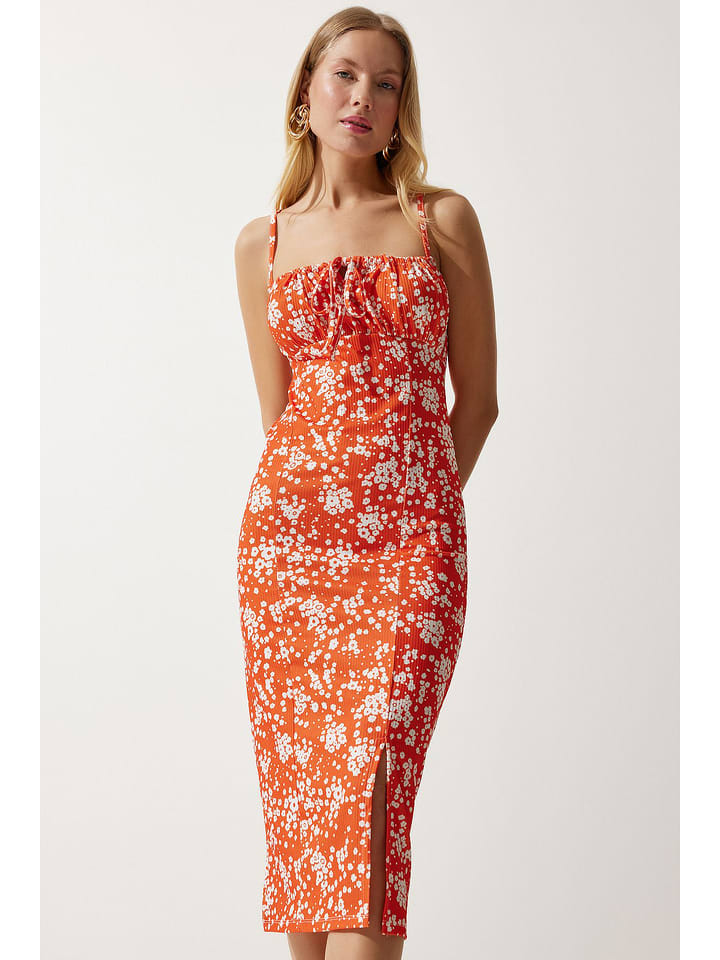 Happiness Istanbul Sukienka w kolorze pomarańczowo-białym rozmiar: 36