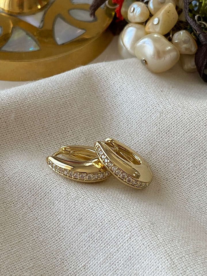 Luseera Pozłacane kolczyki-kreole z cyrkoniami rozmiar: onesize