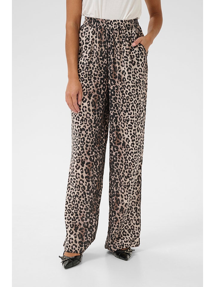 CULTURE Spodnie w kolorze jasnobrązowo-czarnym rozmiar: L