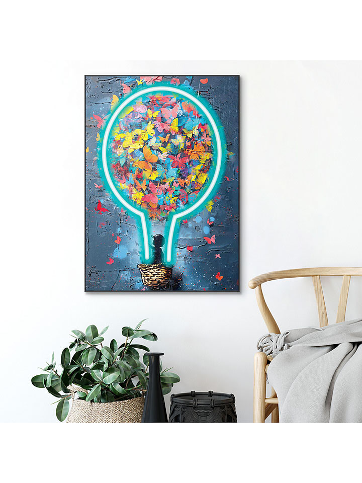 Orangewallz Druk artystyczny "Balloon Kid" w ramce rozmiar: 50x70 cm