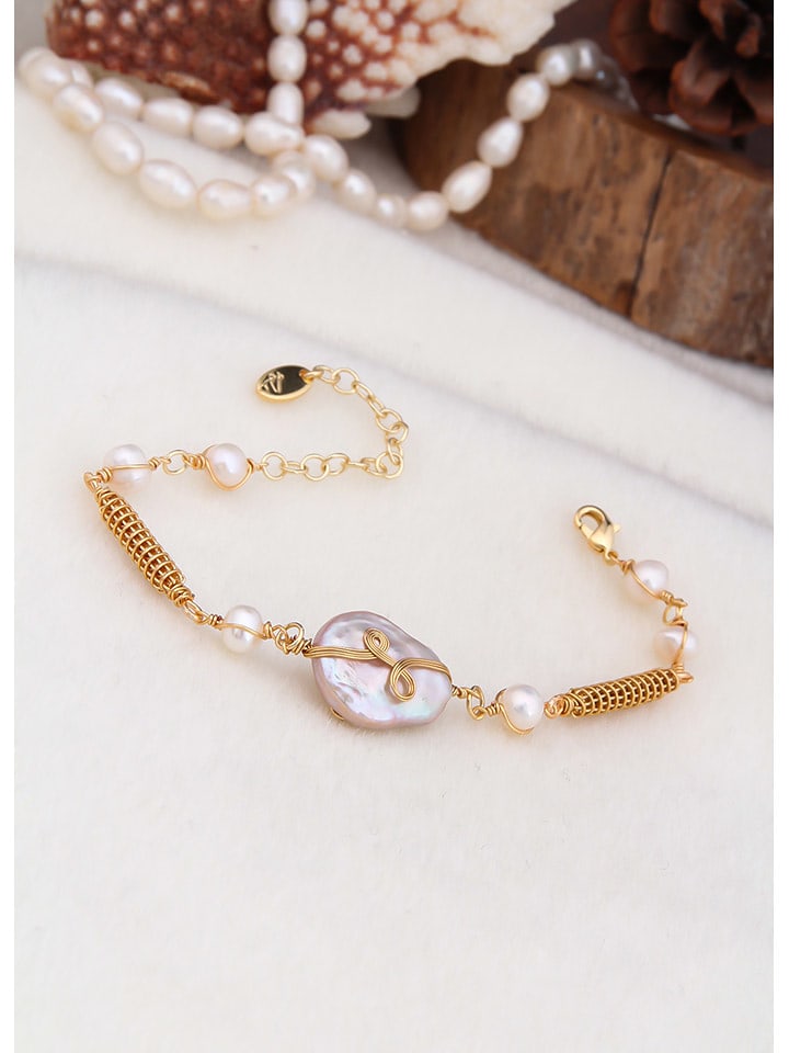 L'Atelier de Gaia Pozłacana bransoletka z perłami i masą perłową rozmiar: onesize