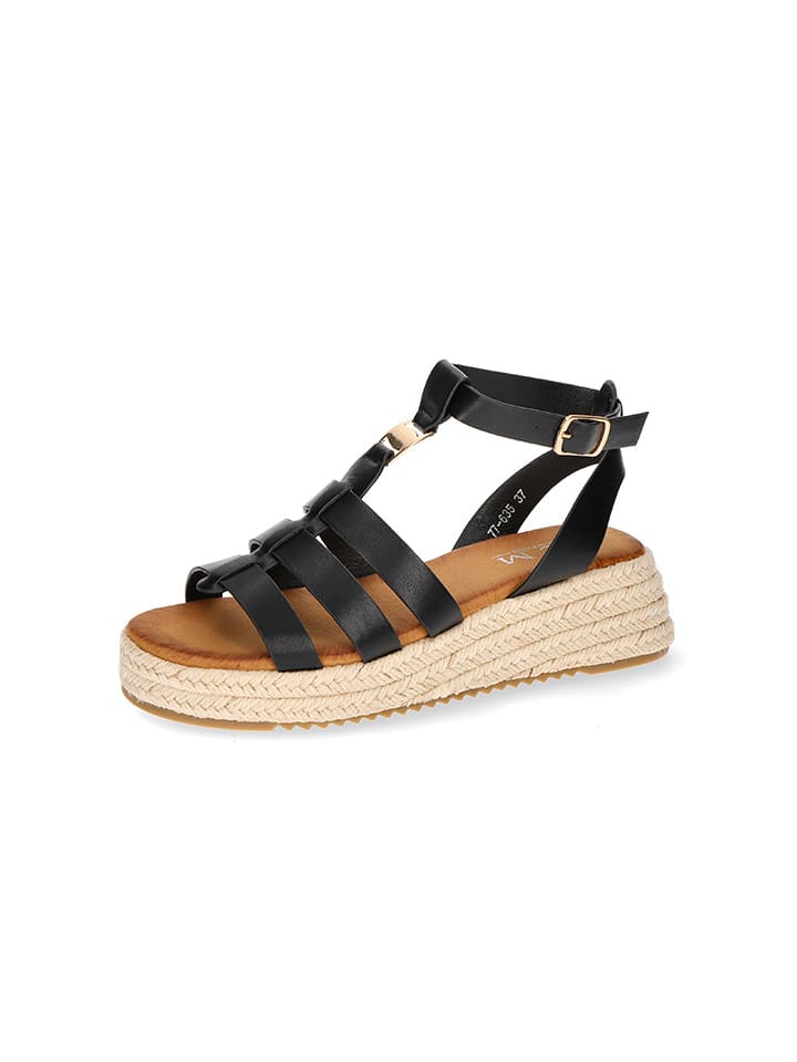 C'M Sandały w kolorze czarnym na koturnie rozmiar: 38