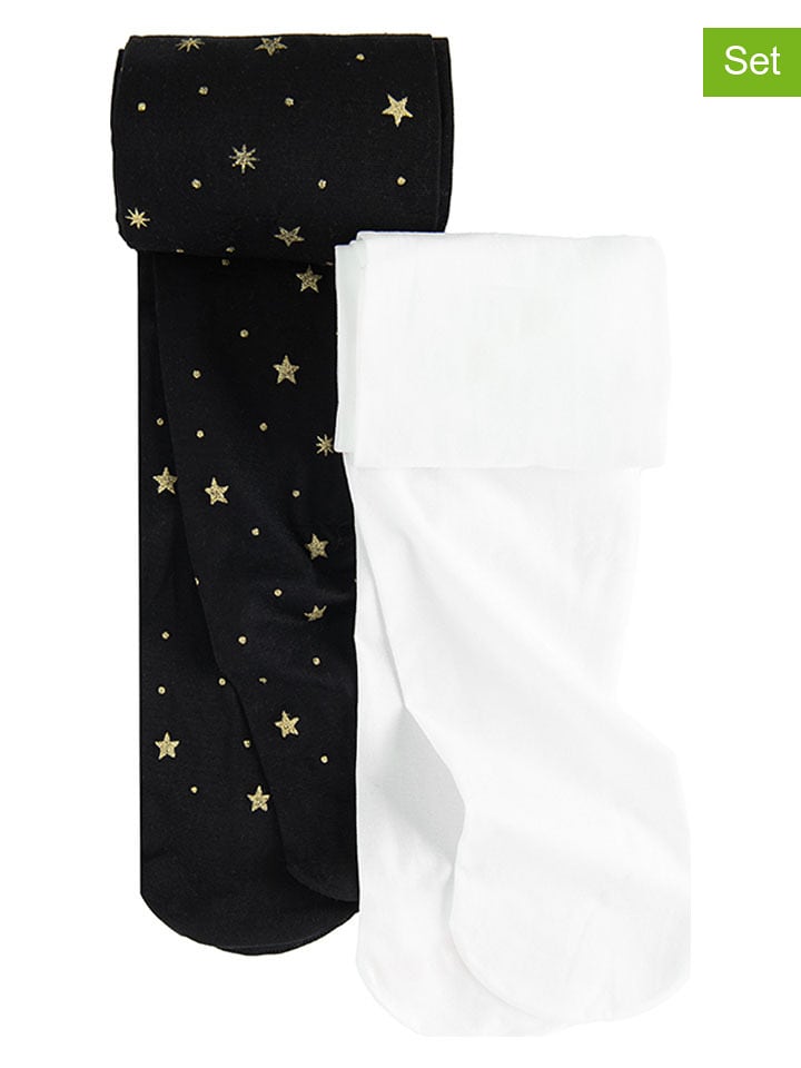 COOL CLUB Rajstopy (2 pary) w kolorze czarnym i białym rozmiar: 164/170