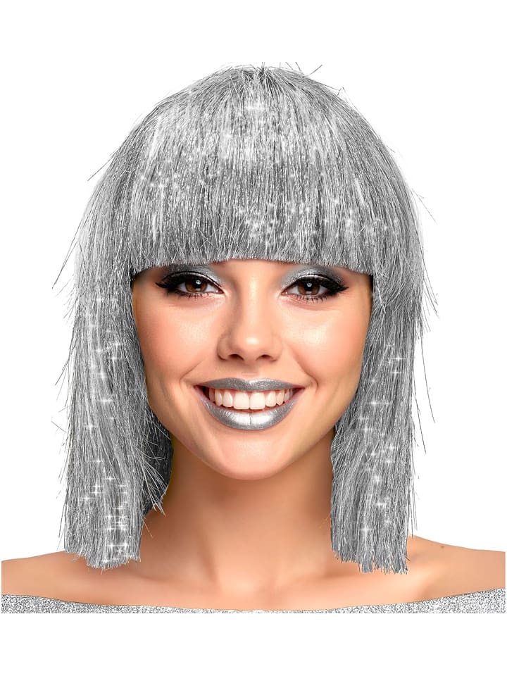Carnival Party Peruka "Glitzy" w kolorze srebrnym rozmiar: onesize