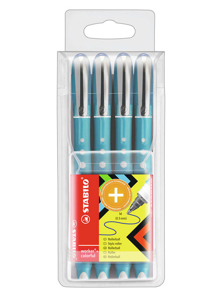 STABILO Pióra kulkowe (4 szt.) "STABILO worker+ colorful - Medium" w kolorze niebieskim rozmiar: onesize