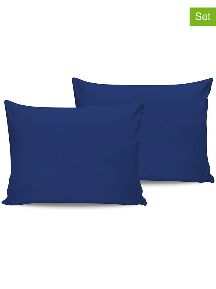 Elizabed Poszewki satynowe (2 szt.) w kolorze granatowym na poduszkę rozmiar: 50x70 cm