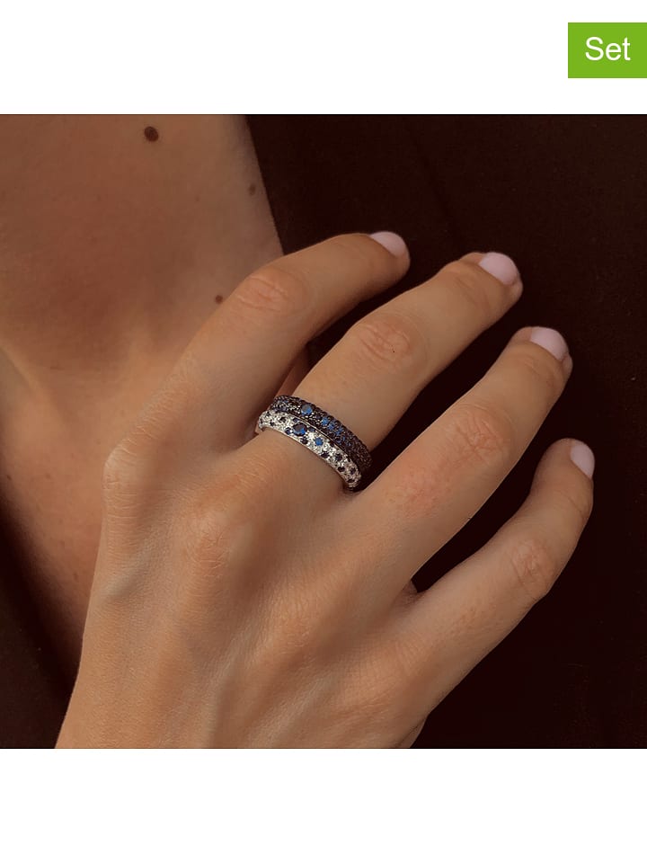 DI GIORGIO Srebrne pierścionki (2 szt.) z cyrkoniami rozmiar: 54