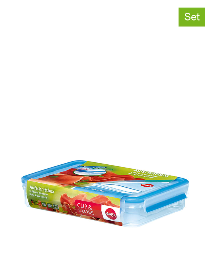 Emsa Zestaw 2 pudełek w kolorze niebieskim - 1,65 l rozmiar: onesize