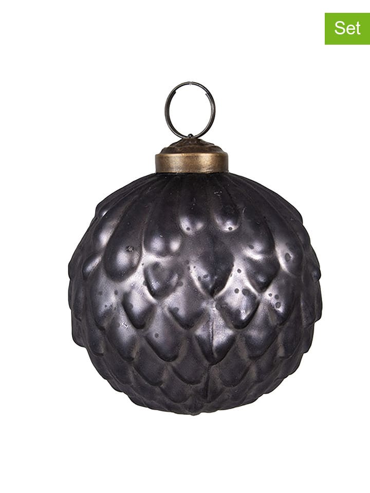 Clayre & Eef Bombki (2 szt.) w kolorze fioletowym - Ø 8 cm rozmiar: onesize