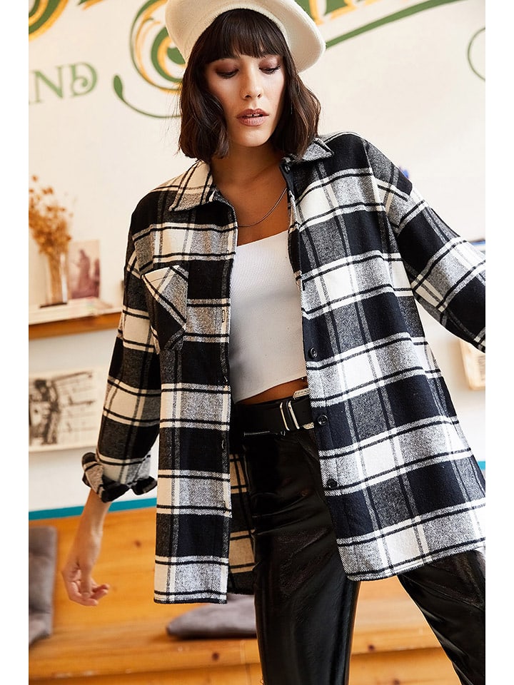 Olalook Koszula w kolorze biało-czarnym rozmiar: S