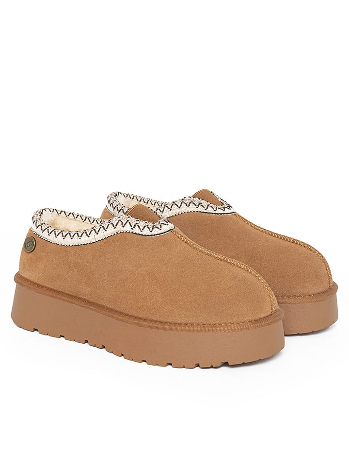 Gooce Skórzane botki zimowe "Wael" w kolorze jasnobrązowym rozmiar: 36