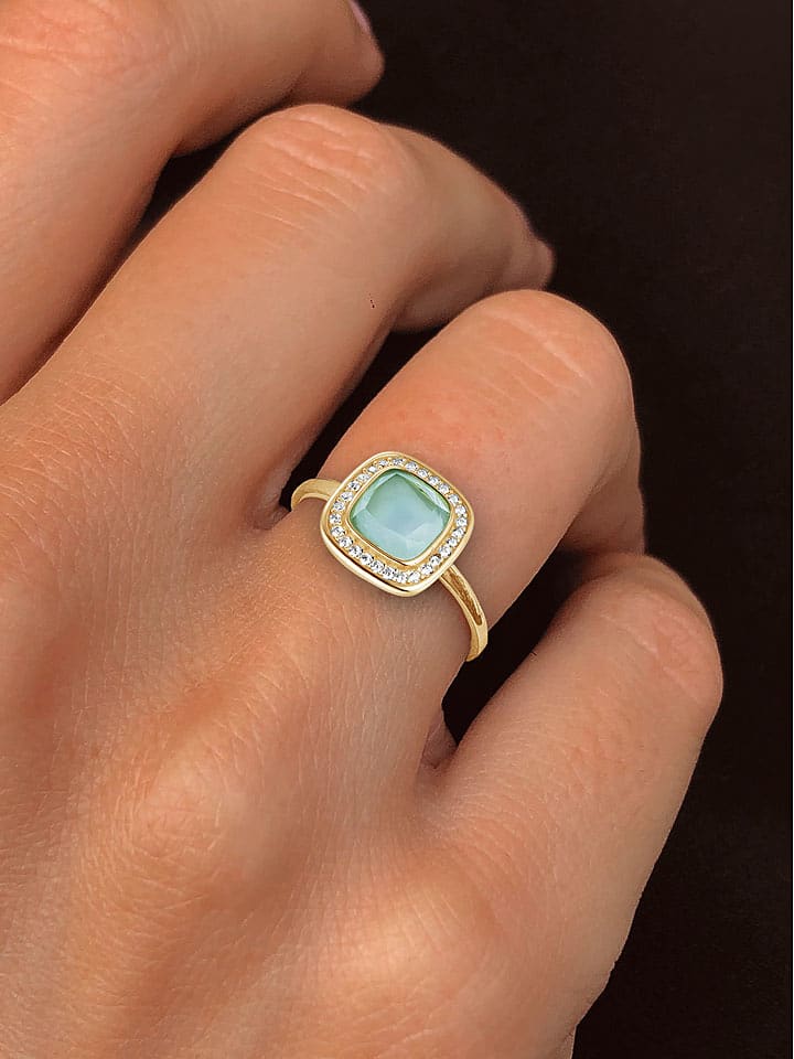 Les Petites Précieuses Pozłacany pierścionek z cyrkonią rozmiar: 54