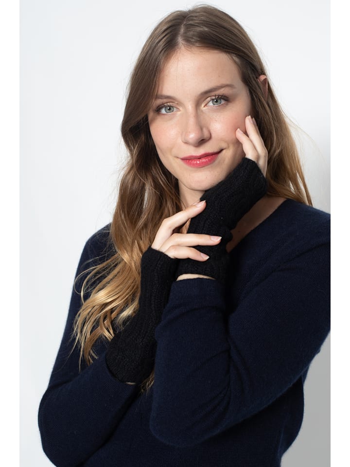 Perfect Cashmere Kaszmirowe mitenki "Jelo" w kolorze czarnym rozmiar: onesize