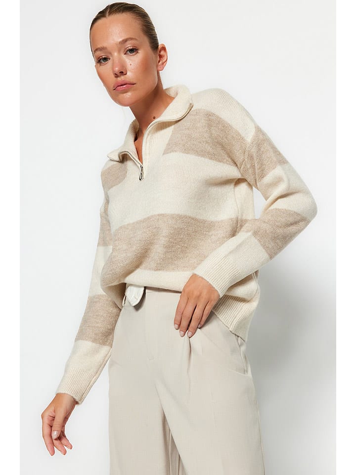 trendyol Sweter w kolorze beżowo-jasnobrązowym rozmiar: S