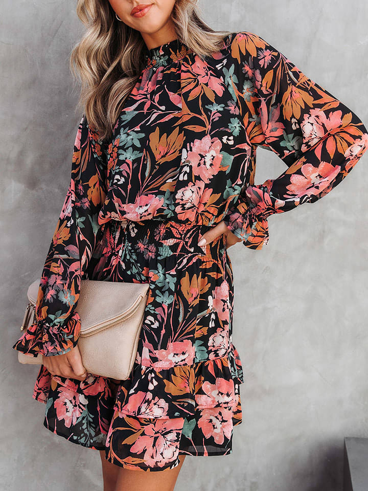 Milan Kiss Sukienka w kolorze czarnym ze wzorem rozmiar: XL