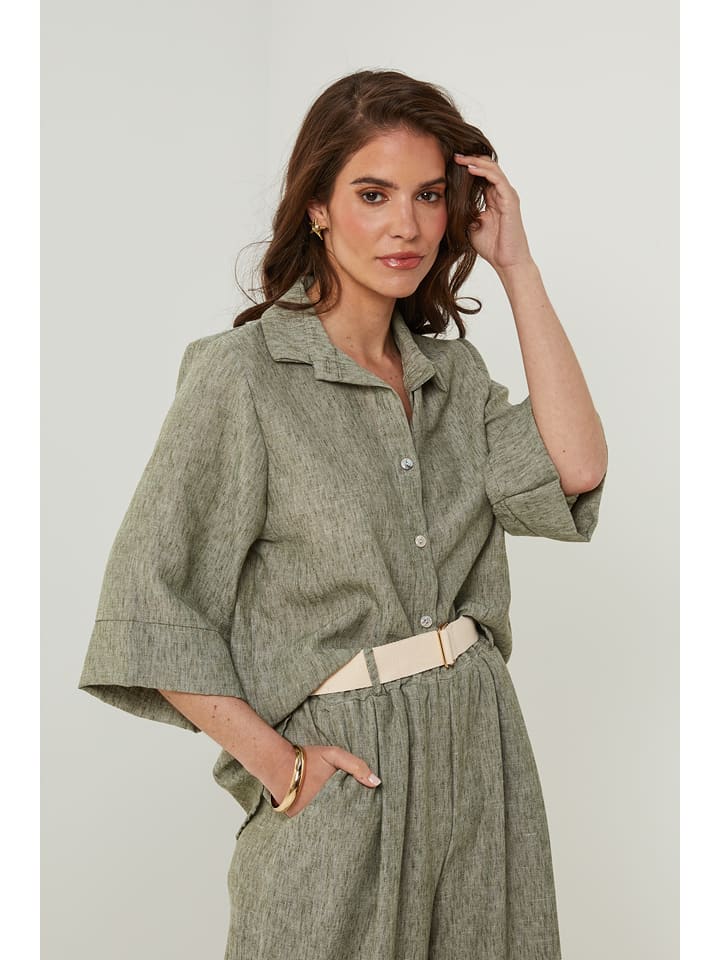 Rodier Lin Lniana bluzka w kolorze khaki rozmiar: L/XL