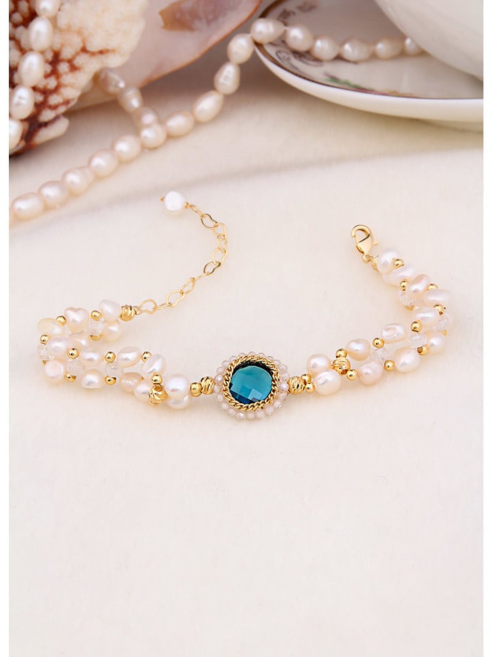 L'Atelier de Gaia Pozłacana bransoletka z perłami i cyrkoniami rozmiar: onesize