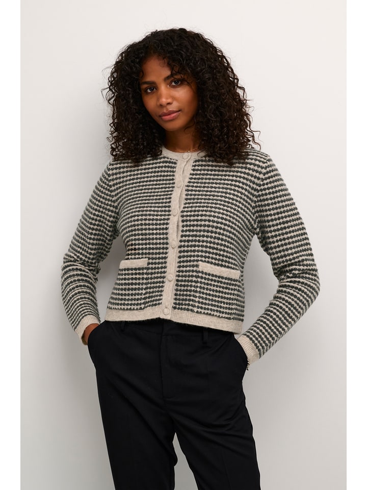 Kaffe Kardigan w kolorze beżowo-czarnym rozmiar: L