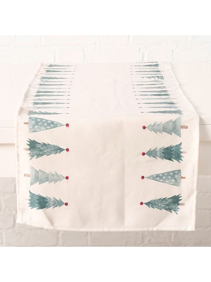 Boltze Bieżnik "Carol" w kolorze biało-zielonym - 140 x 40 cm rozmiar: onesize