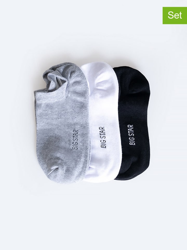 BIG STAR Skarpety (3 pary) w kolorze białym, granatowym i jasnoszarym rozmiar: 43-46